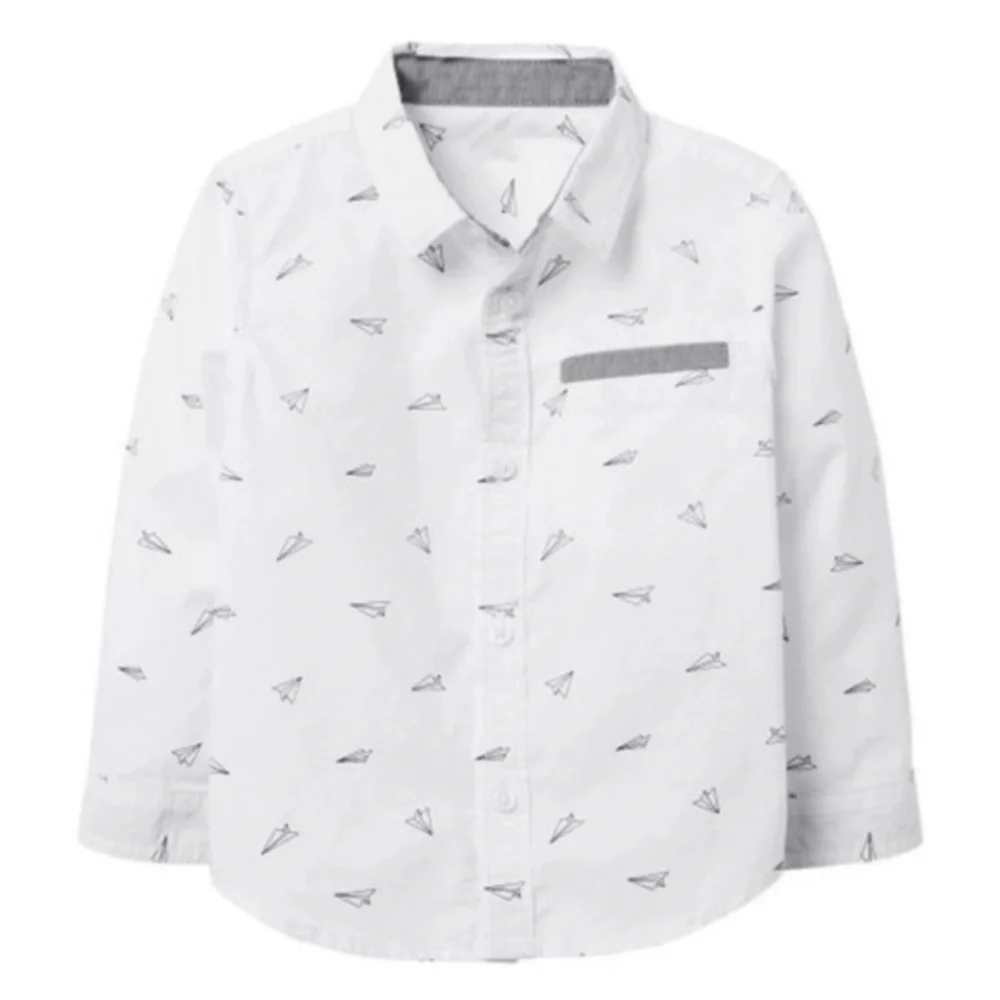 Gymboree Boy’s Button Down Oxford Shirt Paper Airplanes Size 3T
